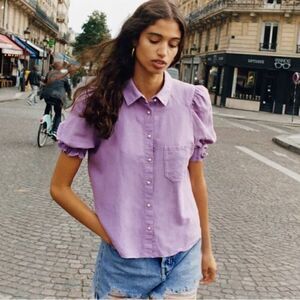 ZARA PEARL BUTTON BLOUSE